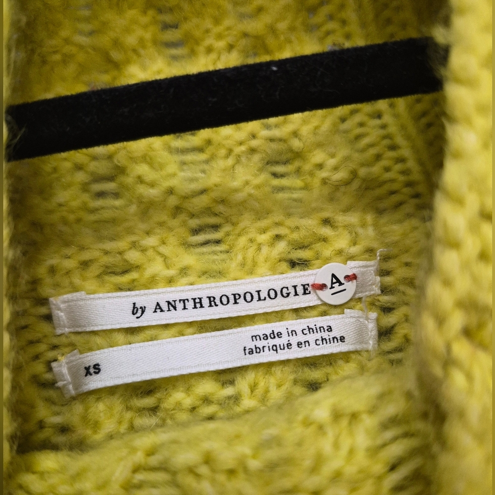 Anthropologie Bia Alpaca Mock Neck Oversized Sweater - Yellow Xs - Picture 7 of 8